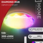 Светильник светодиодный COMFORT DIAMOND-RGB 55Вт 230В 3000-6500K 4400Лм 385x75мм с пультом дистанционного управления IN HOME