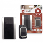 Звонок беспроводной ЗБ-10 38 мелодий с регулировкой звука, подсветкой, 150м цифровым кодированием с кнопкой IP44 СЕРЕБРЯНО-ЧЕРНЫЙ IN HOME