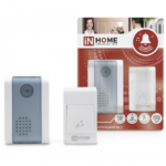 Звонок беспроводной ЗБ-2 32 мелодии 120м с цифровым кодированием с кнопкой БЕЛО-СЕРЫЙ IN HOME