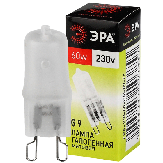 Купить оптом недорого Лампочка галогенная ЭРА G9-JCD-60-230V-FR G9 60Вт капсула матовая теплый белый свет
