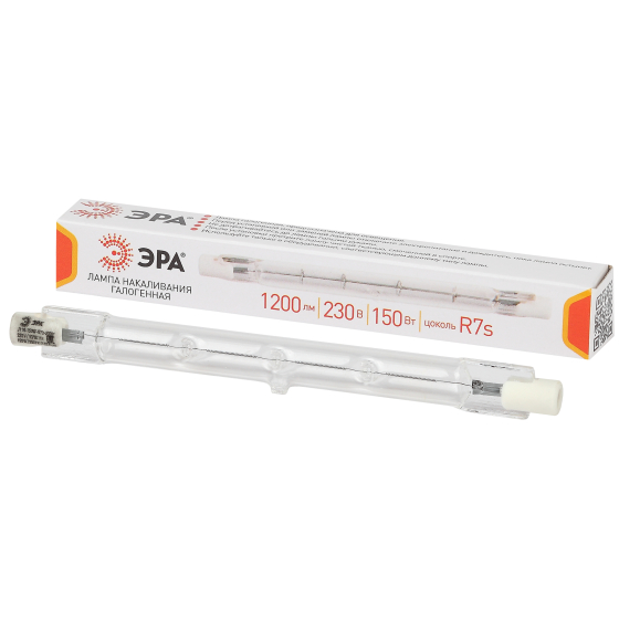 Купить оптом недорого Лампочка галогенная ЭРА J118-150W-R7s-230V R7s 150Вт трубка теплый белый свет
