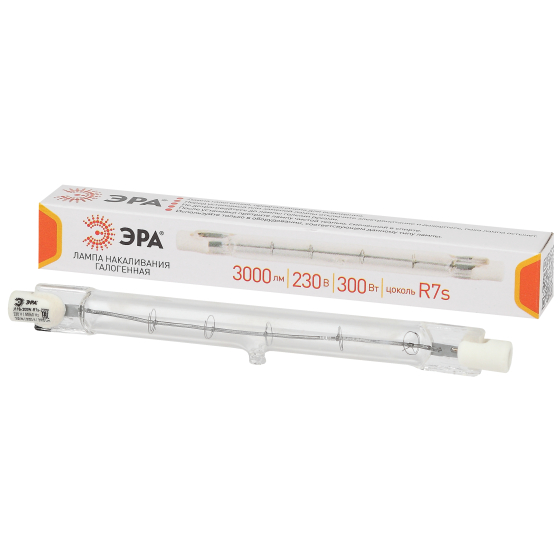 Купить оптом недорого Лампочка галогенная ЭРА J118-300W-R7s-230V R7s 300Вт трубка теплый белый свет