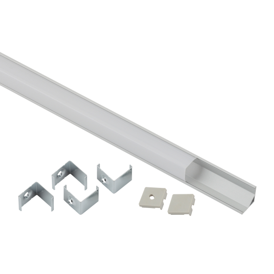 Купить оптом недорого Комплект с угловым анодированным профилем ЭРА 1616S 16х16мм 2м и квадратным экраном 2м CAB280