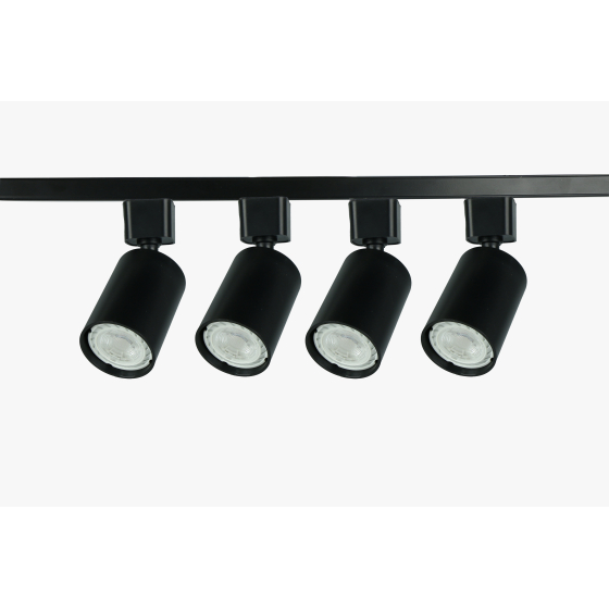 Купить оптом недорого Комплект ЭРА TR70-SET4-GU10-BK трековых светильников однофазных 4 шт под лампу с шинопроводом 80 см черный