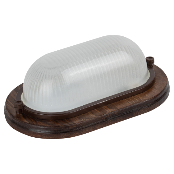 Купить оптом недорого Светильник ЭРА НБО 04-60-021 Кантри дерево/стекло IP54 E27 max 60Вт 232х140 овал орех