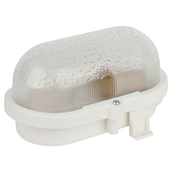 Купить оптом недорого Светильник ЭРА НБП 01-60-012 с ободком Евро пластик / стекло IP53 E27 max 60Вт 185х120х110 овал белый