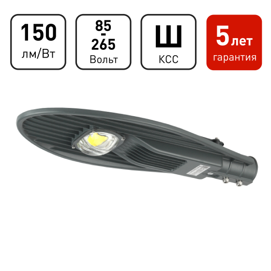 Купить оптом недорого Уличный светильник ЭРА SPP-5-60-5K-W 60Вт 5000К 9000лм IP65 КСС Ш 85-265В IC-COB 48-60мм 5 лет