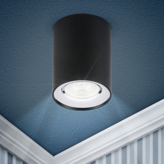 Купить оптом недорого Светильник настенно-потолочный спот ЭРА OL1 GU10 BK/CH под лампу MR16/GU10 черный/хром IP20