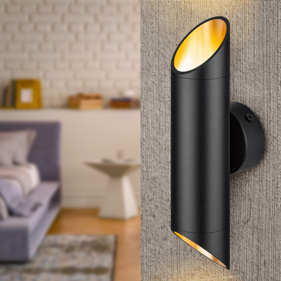 Купить оптом недорого Светильник настенный ЭРА WL52 BK/GD 2*GU10 2*12Вт IP20 черный