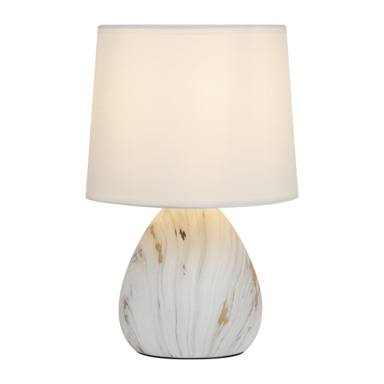 Купить оптом недорого Настольная лампа Rivoli Damaris D7037-501 1 * Е14 40 Вт керамика белая с золотом с абажуром