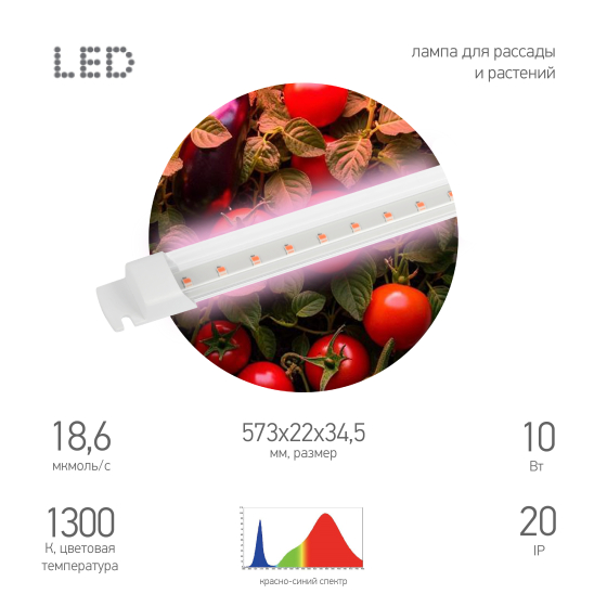 Купить оптом недорого Светильник для растений фитолампа светодиодная линейная ЭРА FITO-10W-Т5-PL-Slim-GR розового свечения 10 Вт GREEN LINE