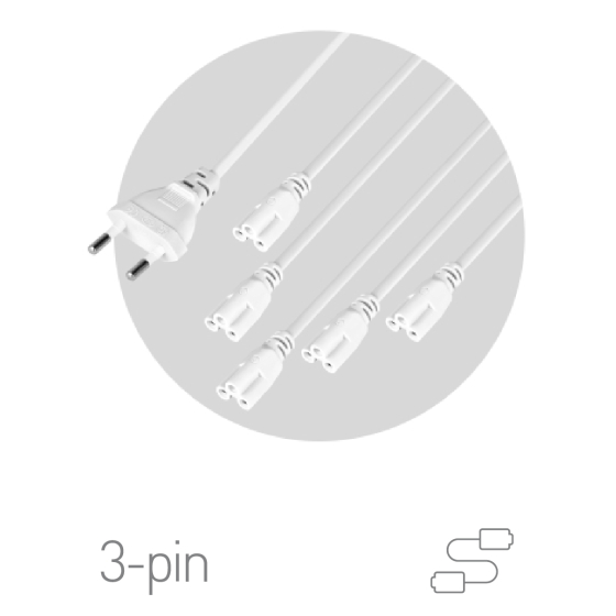 Купить оптом недорого Разветвитель сетевой для линейных светильников ЭРА Разветвитель 5х IEC C5 2 м для подключения 5 светильников