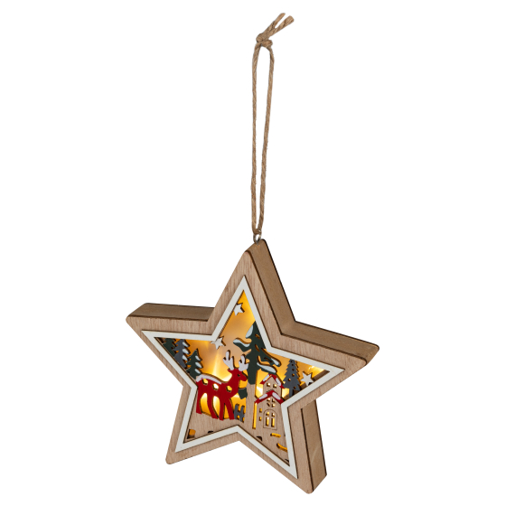 Купить оптом недорого Светильник ЭРА ENGDS-4L новогодний светодиодный Звездочка подвесной 15 см 2*АА