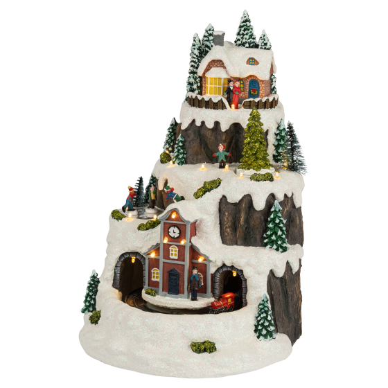 Купить оптом недорого Светодиодная новогодняя фигура ЭРА EFIS-S07 композиция Рождество музыка теплый белый свет 3*АА 25*23*34 см