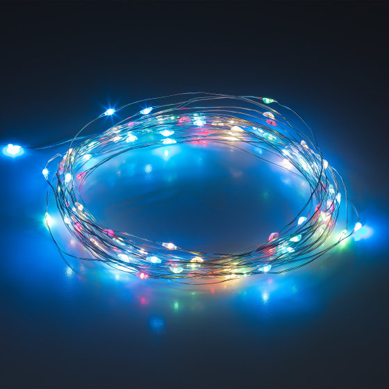 Купить оптом недорого Садовая гирлянда ЭРА ERASF22-43 на солнечной батарее Нить мультиколор 100 microLED 10 м