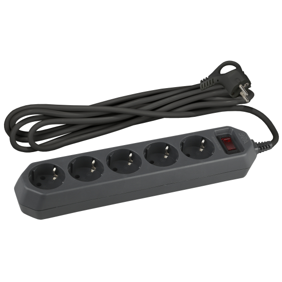 Купить оптом недорого Сетевой фильтр ЭРА USF-5es-1.5m-B с базовой защитой с заземлением с выключателем 5 розеток 1