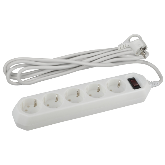 Купить оптом недорого Сетевой фильтр ЭРА USF-5es-1.5m-W с базовой защитой с заземлением с выключателем 5 розеток 1