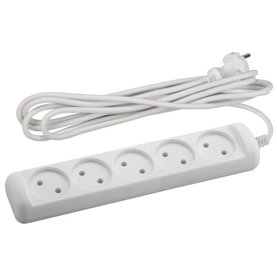 Купить оптом недорого Удлинитель электрический ЭРА U-5-5m-2x1 без заземления 5 розеток 5м ПВС 2x1мм2 10А