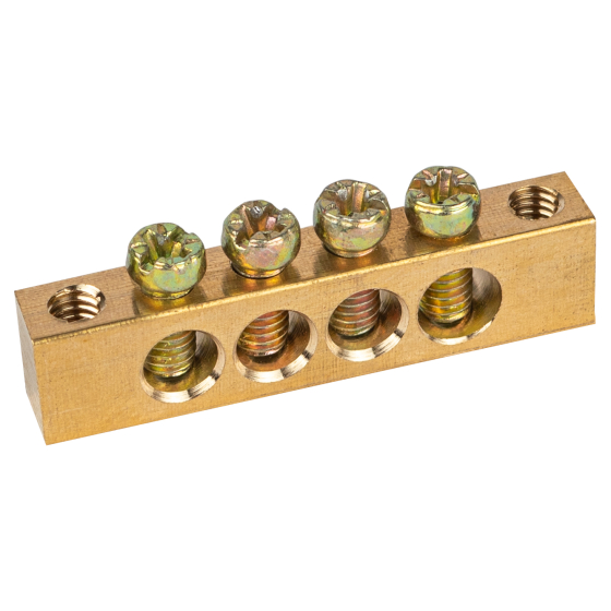 Купить оптом недорого Шина ЭРА NO-122-01 PEN земля-ноль 6х9мм 4/2 латунная с креплениями по краям