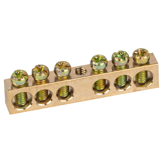 Купить оптом недорого Шина ЭРА NO-122-13 PEN земля-ноль 6х9мм 6/1 латунная с креплениями по центру