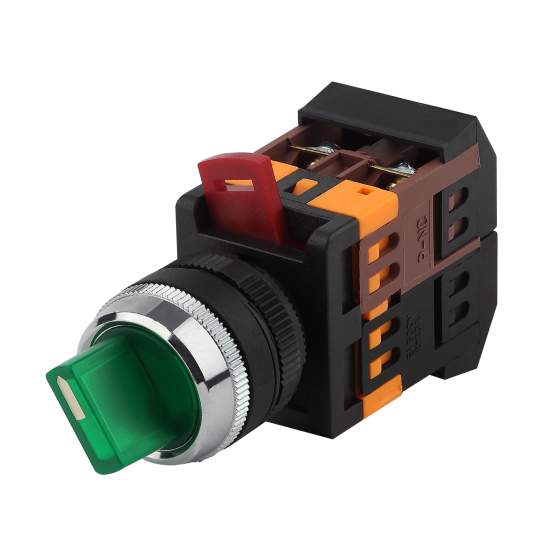 Купить оптом недорого Переключатель ЭРА BSW10-ANCLR-3-K06E АNСLR-22-3 на 3 фиксированных положения зеленый неон 240В I-0 1з+1р