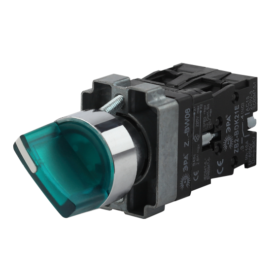 Купить оптом недорого Переключатель ЭРА BSW90-BK-2-K06E LAY5-BK2365 2 положения зеленый