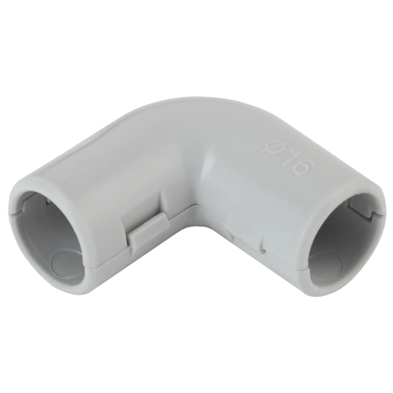 Купить оптом недорого Угол 90 градусов ЭРА UG-16 для трубы разборный серый d16мм 10шт