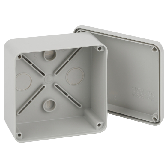 Купить оптом недорого Распаячная коробка ЭРА KORvp приборная подъездная открытой установки 100х100х50мм на винтах с гладкими стенками IP55