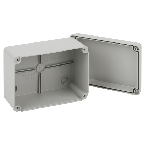 Купить оптом недорого Распаячная коробка ЭРА KORvp приборная подъездная открытой установки 150х110х85мм на винтах с гладкими стенками IP55