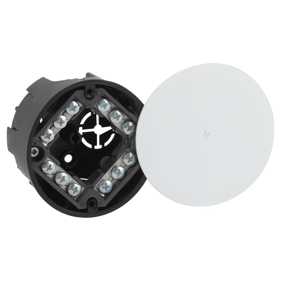 Купить оптом недорого Распаячная коробка ЭРА KRT-k-74-42 скрытой установки черно-белая 72х42мм для твердых стен клеммник крышка IP20