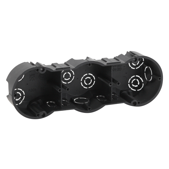 Купить оптом недорого Коробка установочная ЭРА KUT-3-70-45 черная 3х местная 212х70х45мм для твердых стен саморезы IP20