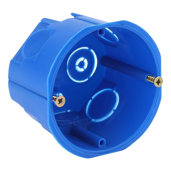 Купить оптом недорого Коробка установочная ЭРА KUT-68-45-blue синяя 68х45мм для твердых стен саморезы IP20