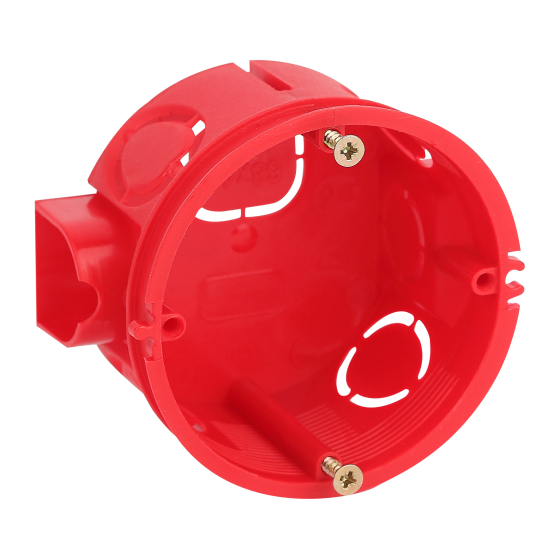 Купить оптом недорого Коробка установочная ЭРА KUTS-68-42-s-red красная 68х42мм усиленная для твердых стен саморезы стыковочные узлы IP20