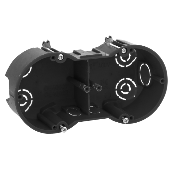 Купить оптом недорого Коробка установочная ЭРА KUP-2-70-45 черная 2х местная 141х70х45мм для полых стен саморезы металлические лапки IP20