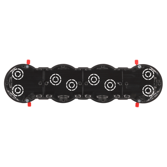 Купить оптом недорого Коробка установочная ЭРА KUP-4-70-45 черная 4х местная 283х70х45мм для полых стен саморезы пластиковые лапки IP30