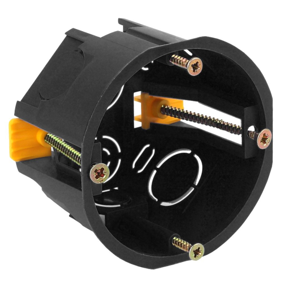 Купить оптом недорого Коробка установочная ЭРА KUP-68-45-black черная 68х45мм для полых стен саморезы пластиковые лапки IP20