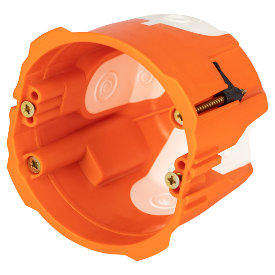 Купить оптом недорого Коробка установочная ЭРА KUU-71-65-unibox двухкомпонентная универсальная оранжевая 71х65мм UniBox саморезы IP30