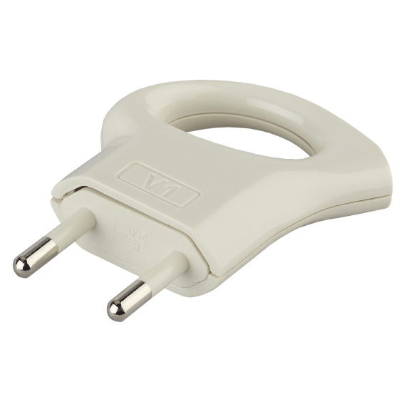 Купить оптом недорого Вилка ЭРА V1 без заземления 10A с кольцом непрямой ввод белая