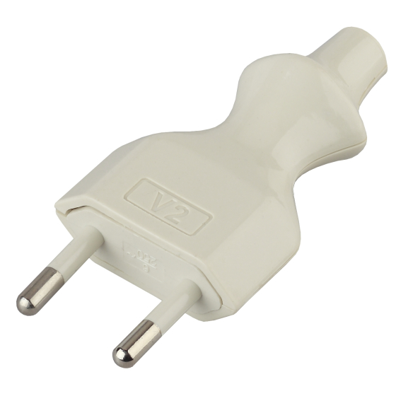 Купить оптом недорого Вилка ЭРА V2 без заземления 10A прямой ввод белая