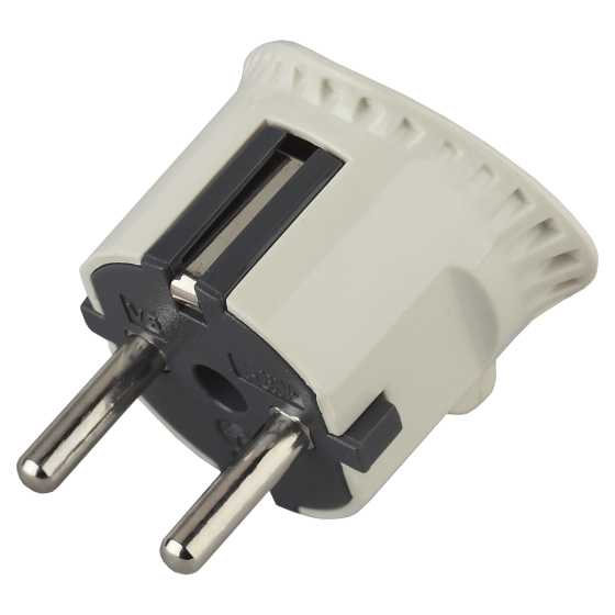 Купить оптом недорого Вилка ЭРА V5 плоская c заземлением 16A прямой ввод белая