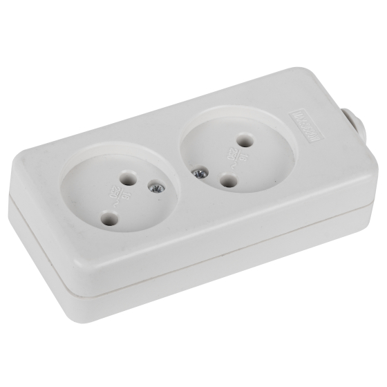Купить оптом недорого Колодка ЭРА K-2 2 розетки без зазeмления белая