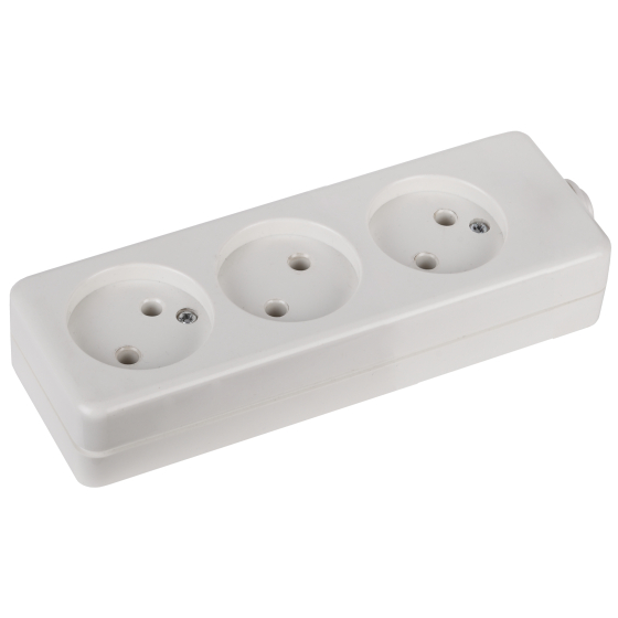 Купить оптом недорого Колодка ЭРА K-3 3 розетки без зазeмления белая