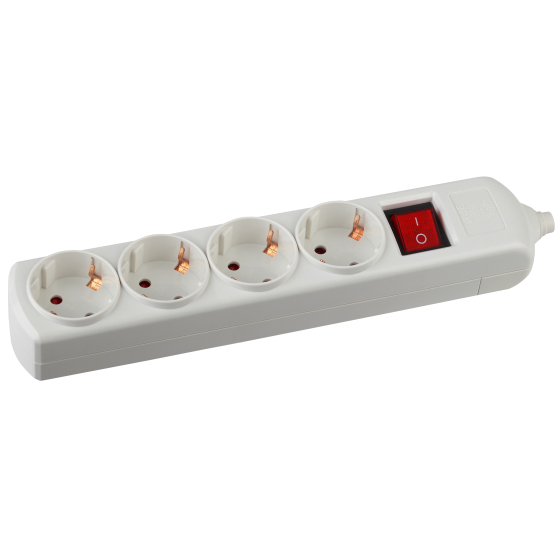 Купить оптом недорого Колодка ЭРА K-4es 4 розетки с зазeмлением с выключателем белая