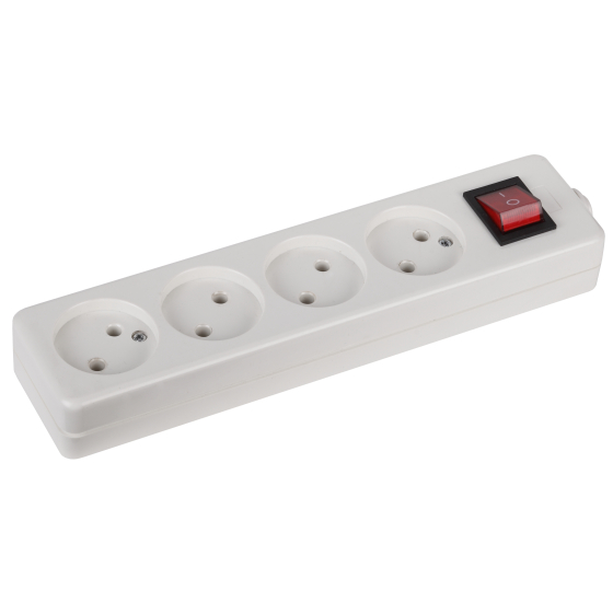 Купить оптом недорого Колодка ЭРА K-4s 4 розетки без зазeмления с выключателем белая