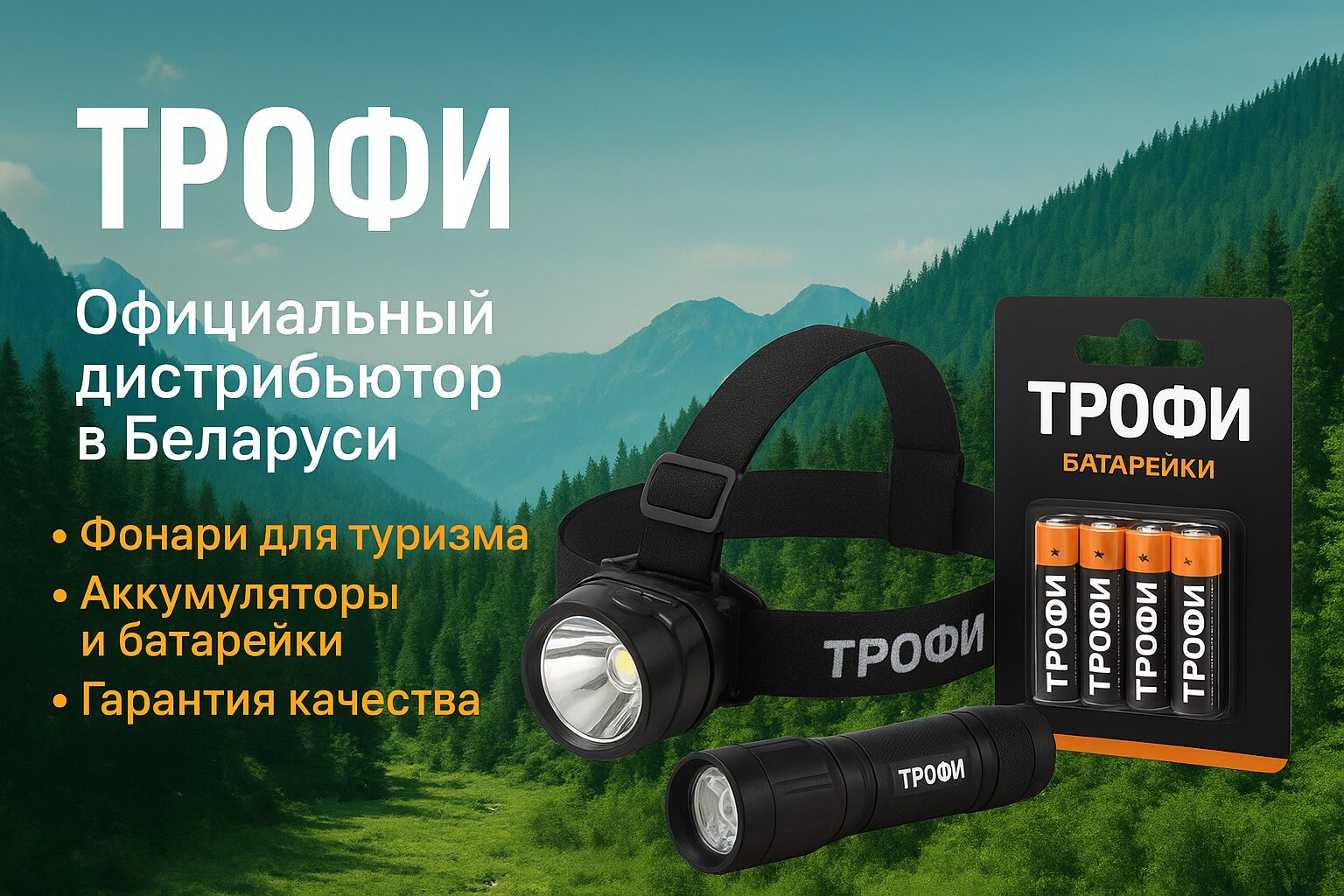 Купить фонари Трофи у официального дистрибьютора в Минске - ООО «ЭкоСветоСистемы» Фонари и аккумуляторы Трофи - официальный дистрибьютор ООО «ЭкоСветоСистемы» в Беларуси, товары для туризма и активного отдыха