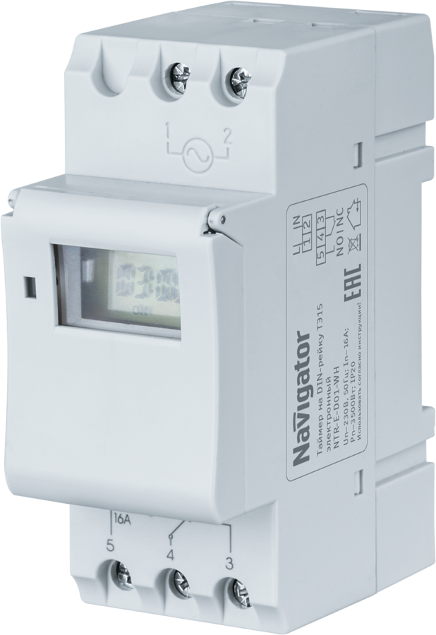 Таймер Navigator 61 559 NTR-E-D01-GR на DIN-рейку электрон. купить в Минске