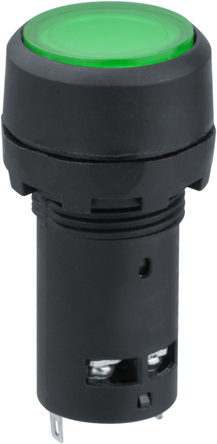 Кнопка Navigator 82 821 NBI-B-09-G зеленая с подсветкой d22мм 230В NO+NC купить в Минске
